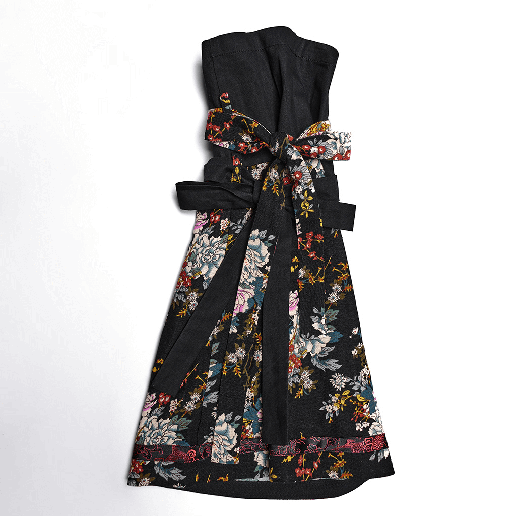 Schwarzes Lolita-Kleid mit Blumenmuster im Gothic-Stil für Damen