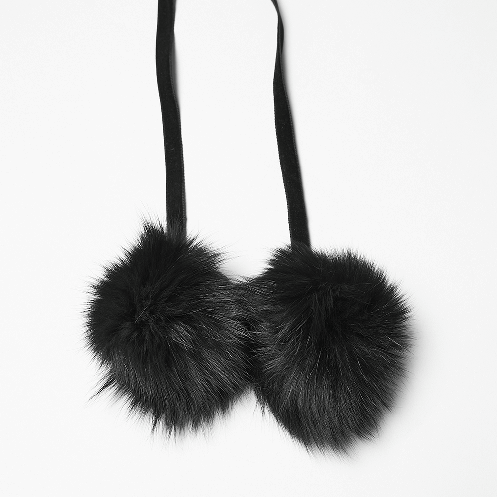 Women's Gothic Jacquard Plush Long Coat with Fur Trim black pom-pom details for stylish accent and warmth.