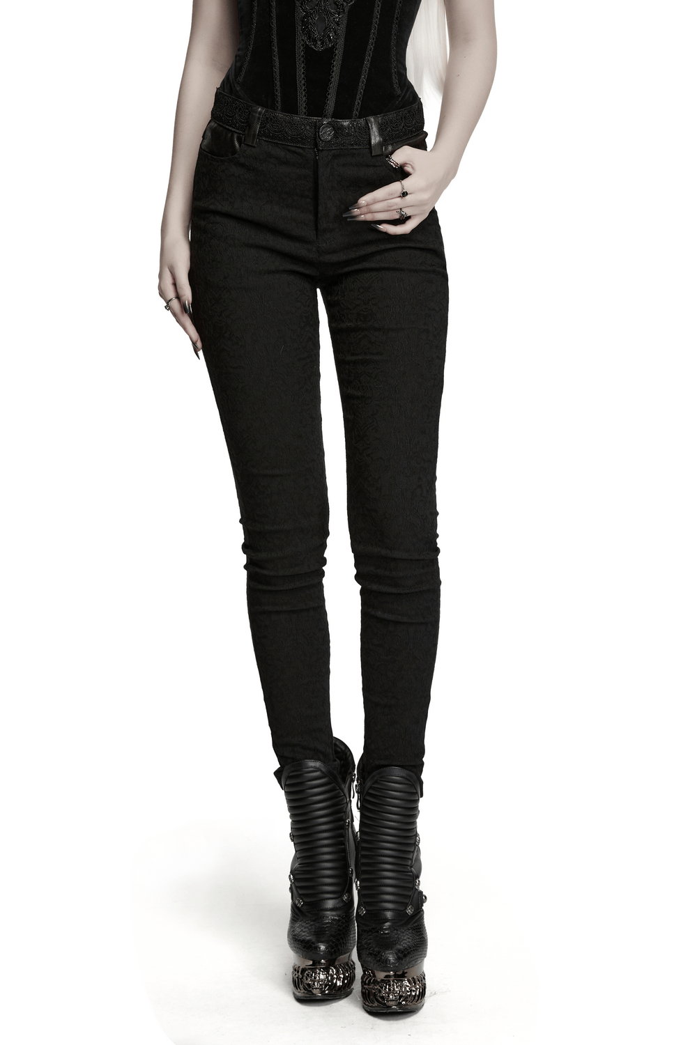 Women's Gothic Jacquard Slim Fit Tapered Pants