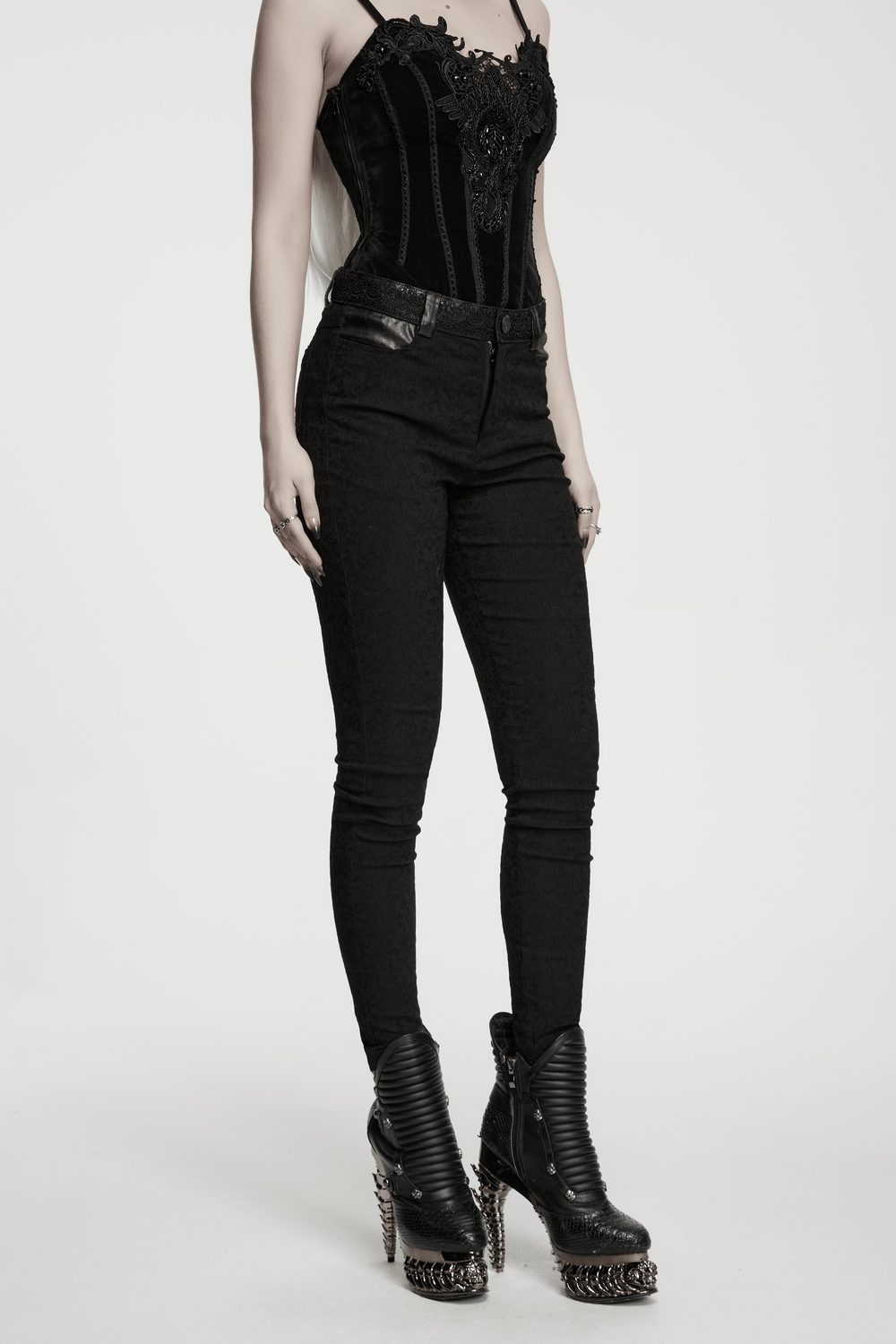 Women's Gothic Jacquard Slim Fit Tapered Pants