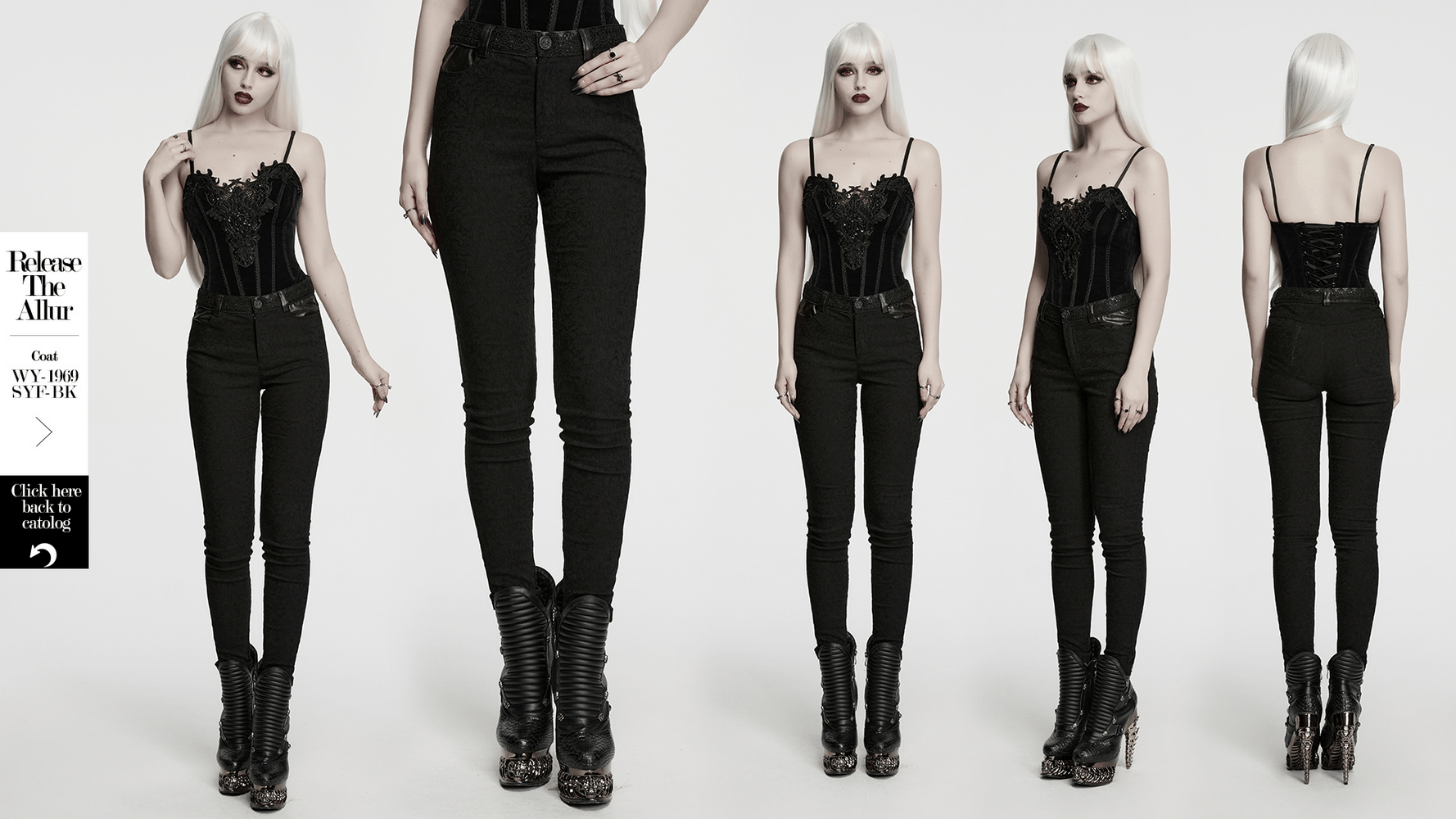 Women's Gothic Jacquard Slim Fit Tapered Pants