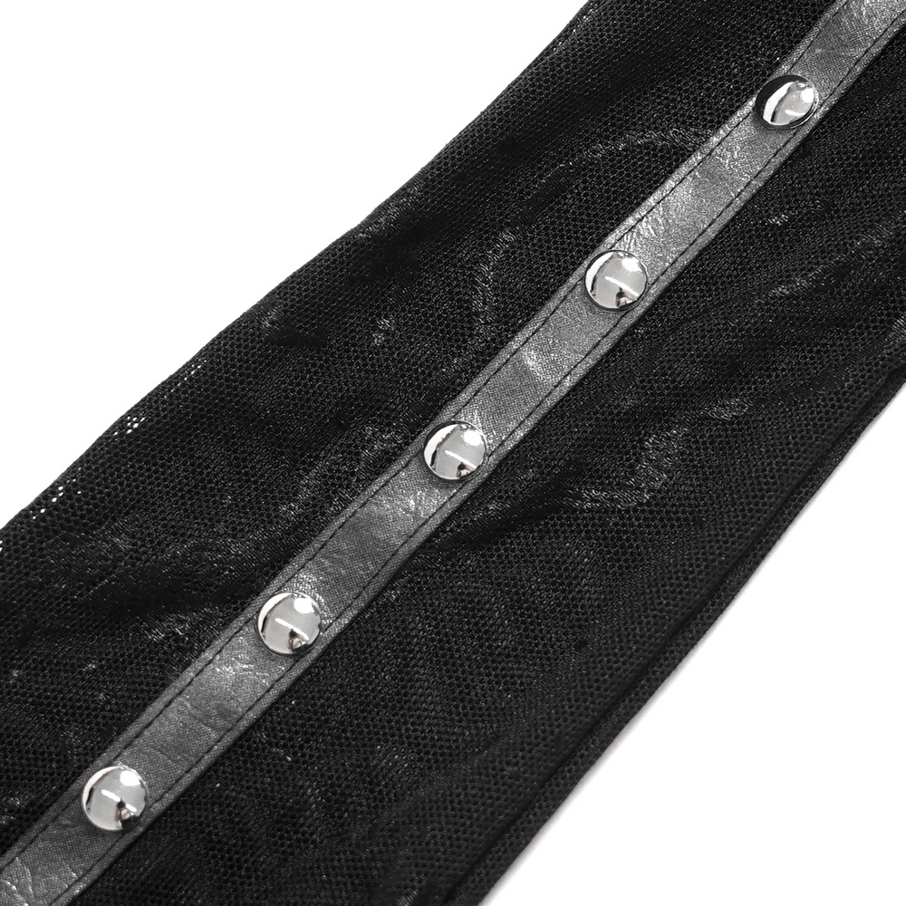 Close-up of Women's Gothic Lace Arm Sleeves with Spike Stud Cuffs featuring stylish studded details.