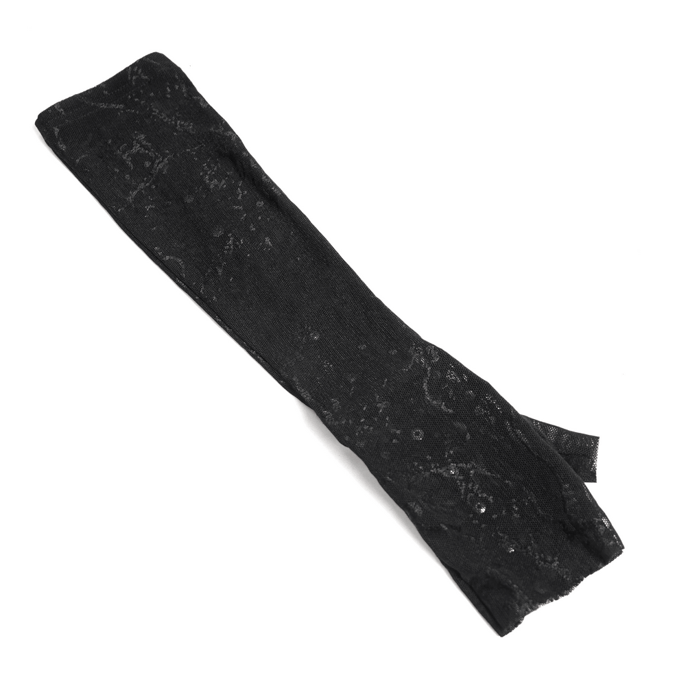 Women's Gothic Lace Arm Sleeves with Spike Stud Cuffs in elegant black lace design.
