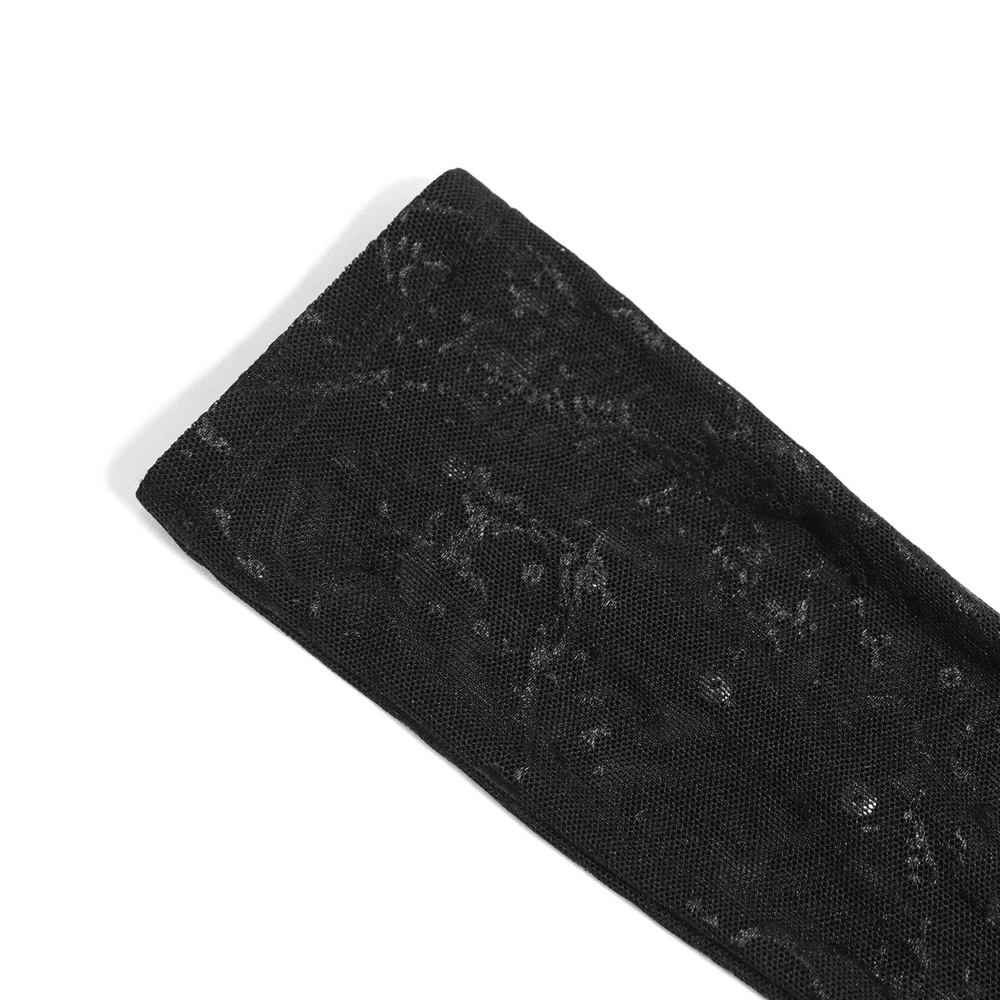 Women's Gothic Lace Arm Sleeves with Spike Stud Cuffs showcasing intricate lace detail in black.