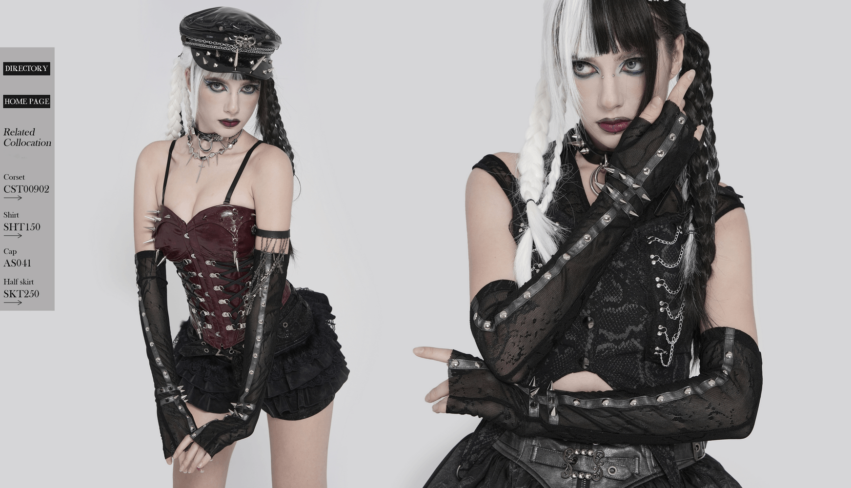 Women's Gothic Lace Arm Sleeves with Spike Stud Cuffs worn by a model showcasing edgy fashion.
