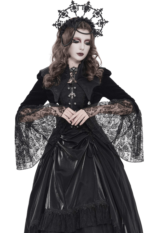 Damen Gothic-Spitzenjacke mit Glockenärmeln und Schwalbenschwanz