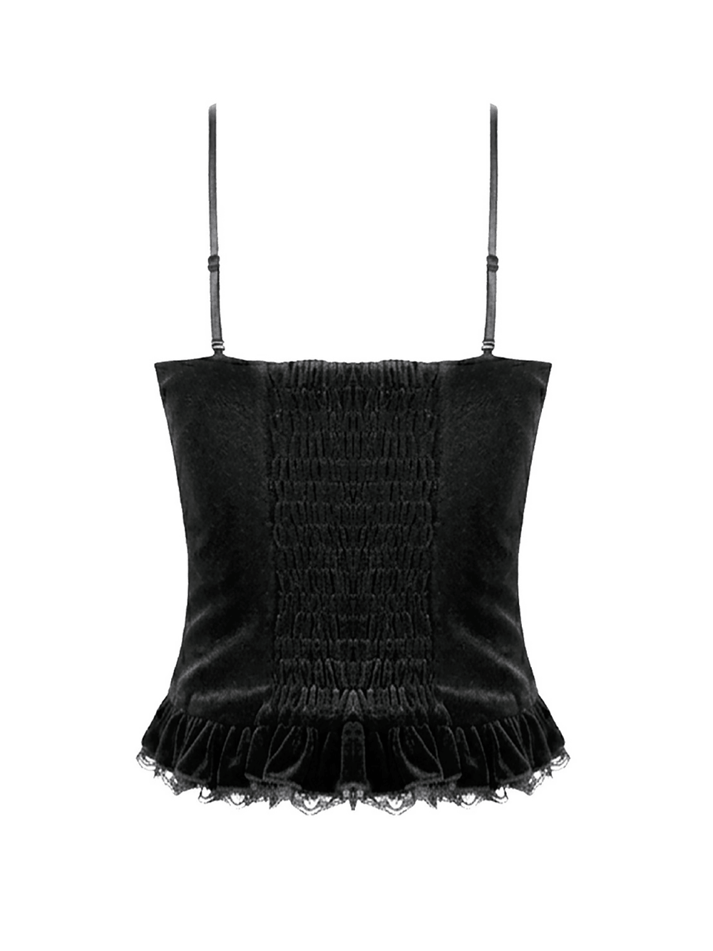 Damen Gothic Spitzen-Camisole mit Perlenbesatz und Rüschen