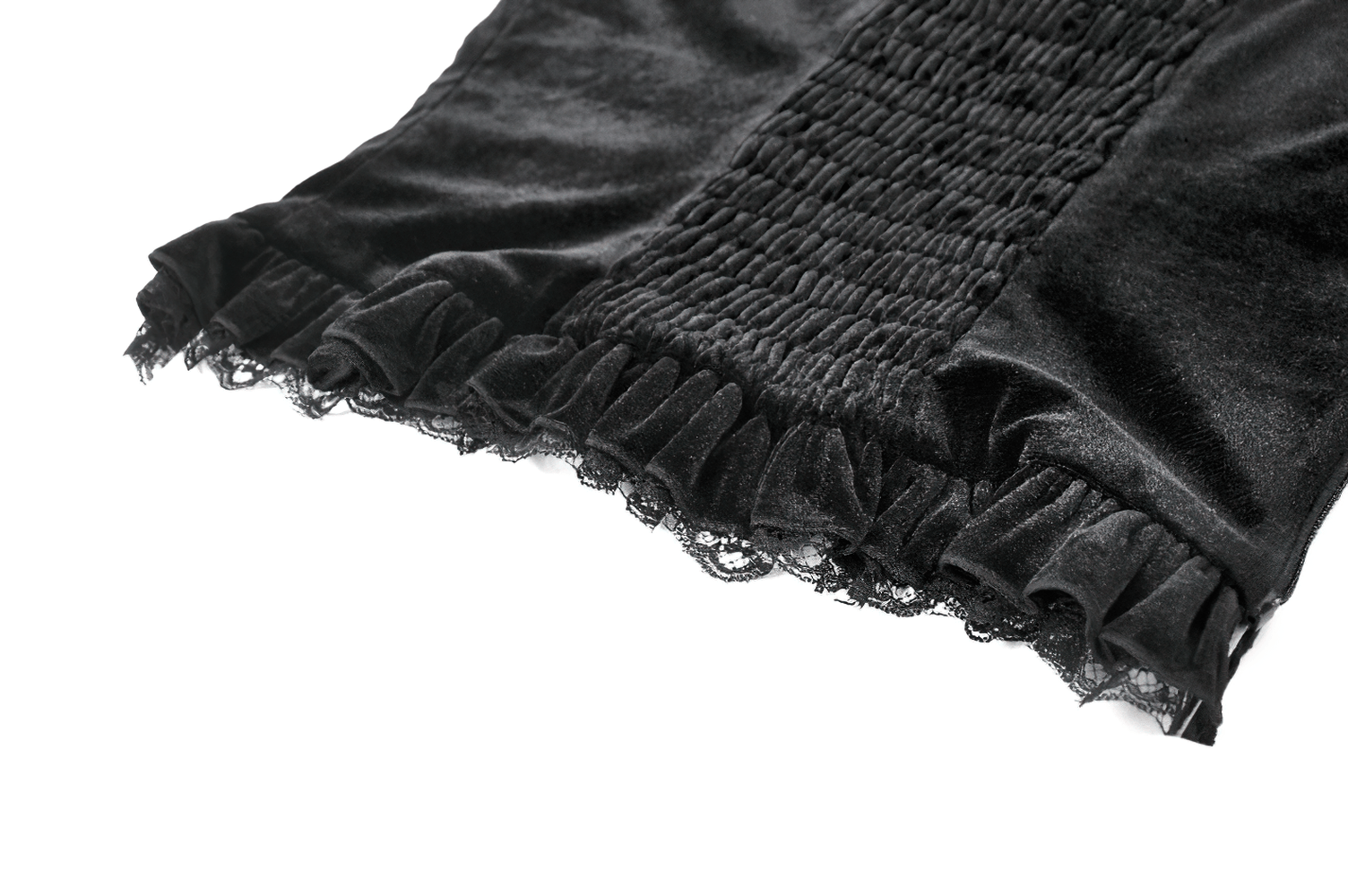 Damen Gothic Spitzen-Camisole mit Perlenbesatz und Rüschen