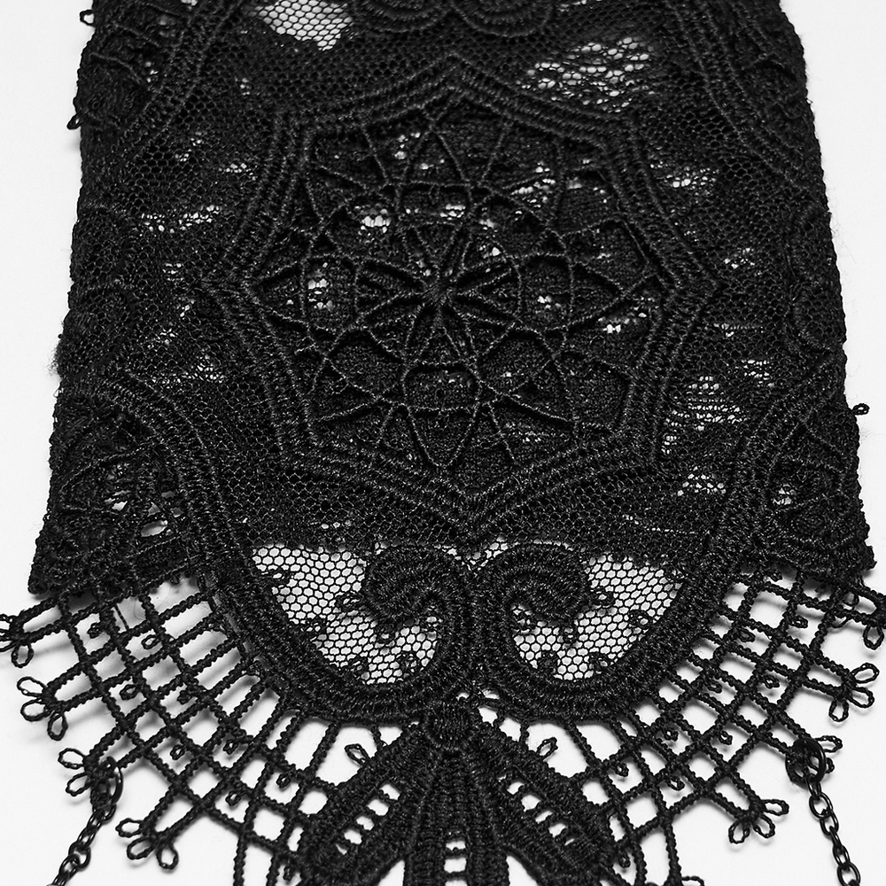 Bijou de main gothique en dentelle pour femme avec chaînes reliées aux bagues
