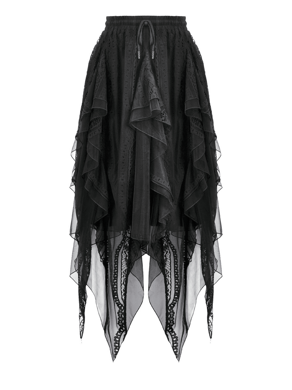 Women's Gothic Lace Handkerchief Skirt with Ruffles