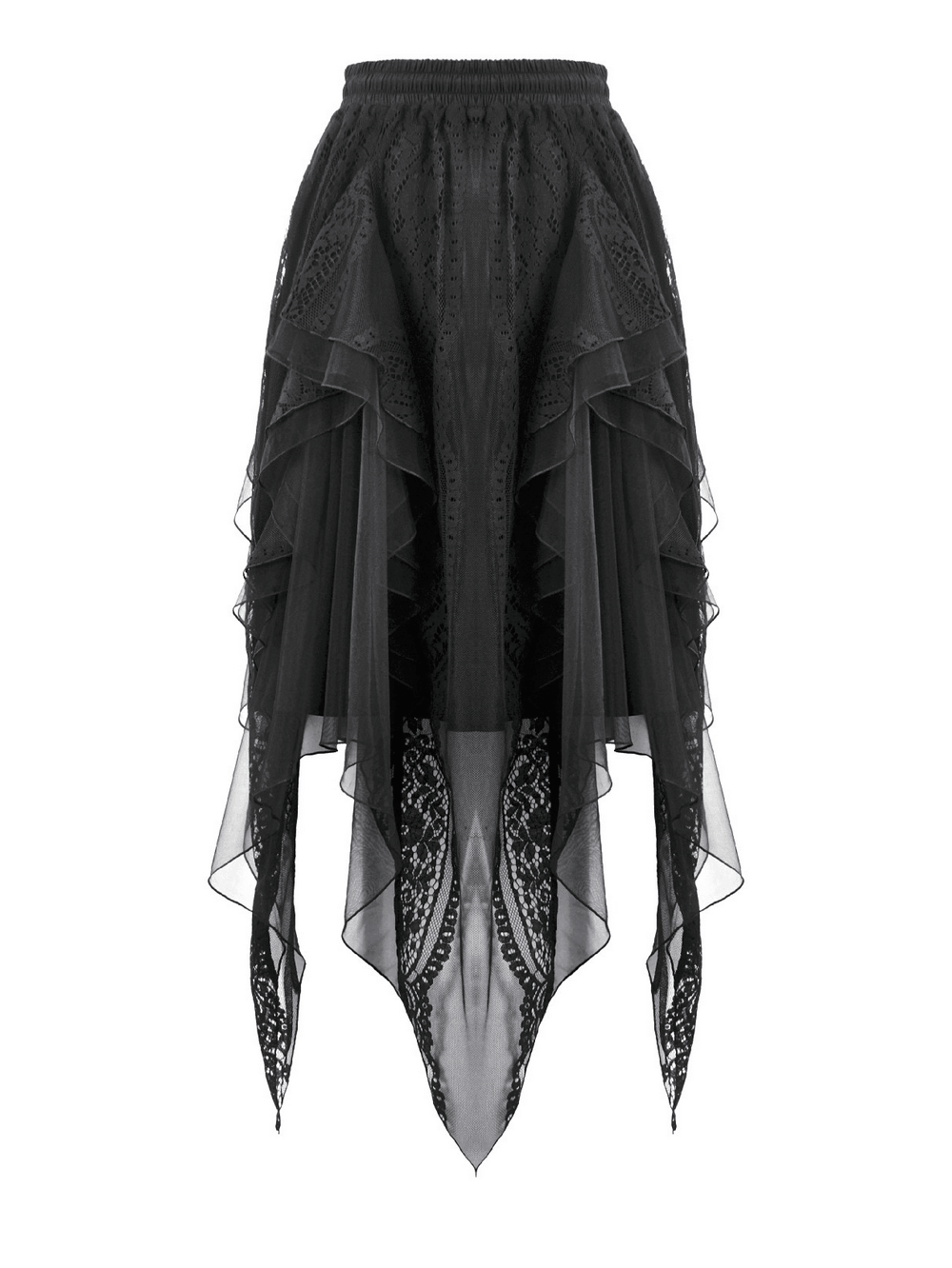 Women's Gothic Lace Handkerchief Skirt with Ruffles