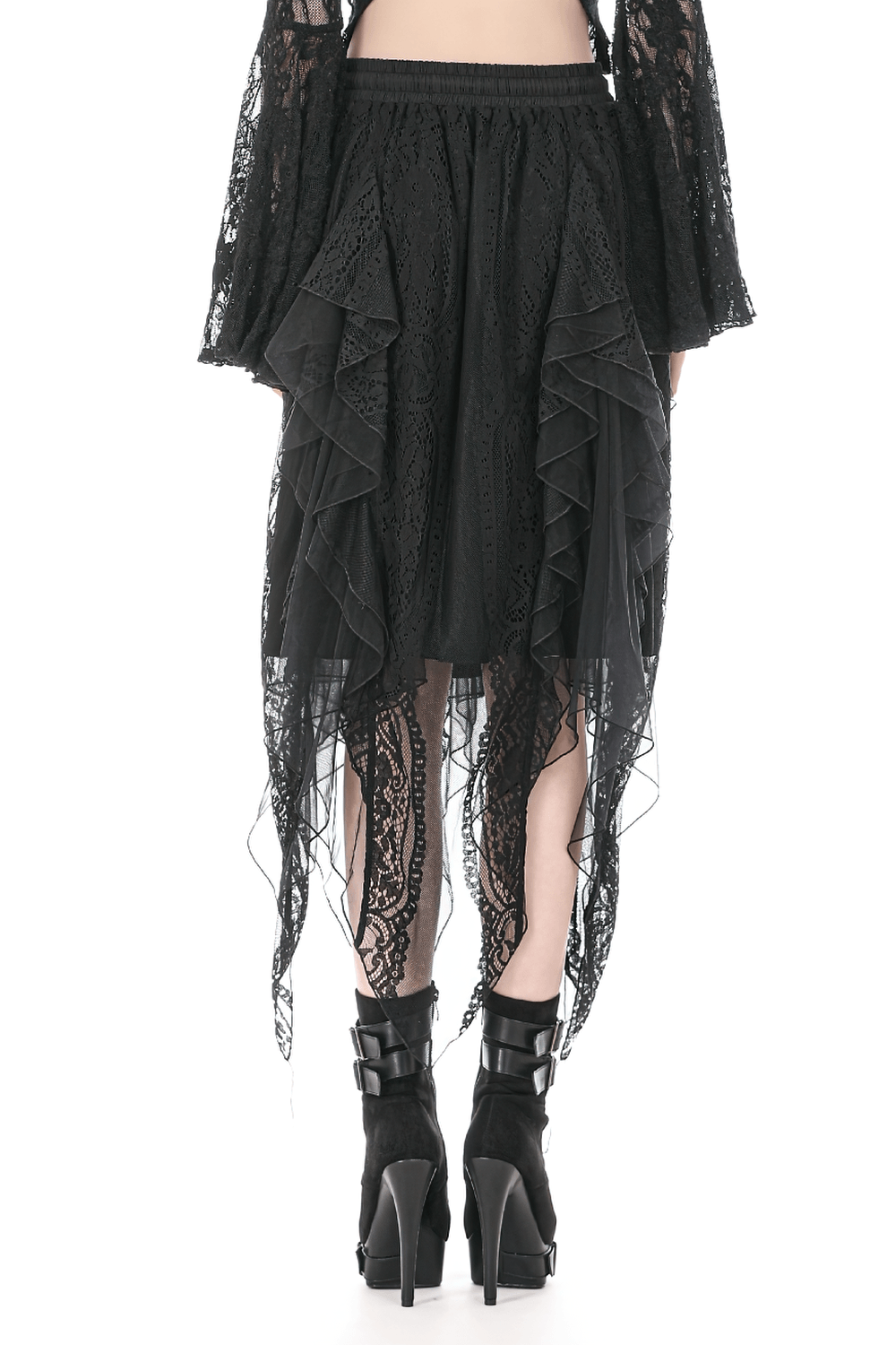Women's Gothic Lace Handkerchief Skirt with Ruffles