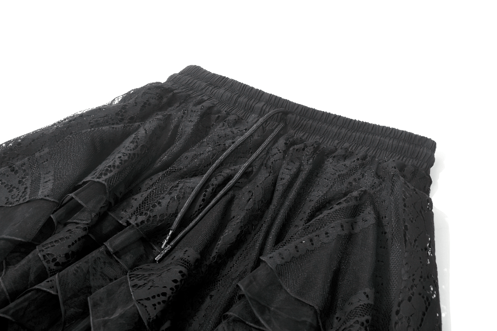 Women's Gothic Lace Handkerchief Skirt with Ruffles