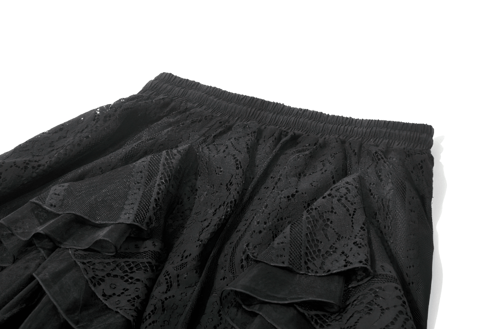 Women's Gothic Lace Handkerchief Skirt with Ruffles