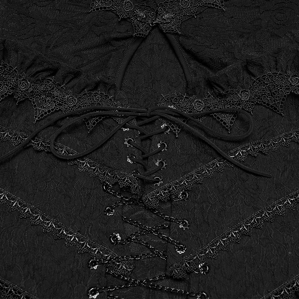 Gotisches schwarzes Maxi-Abendkleid aus Satin mit Rosenspitze