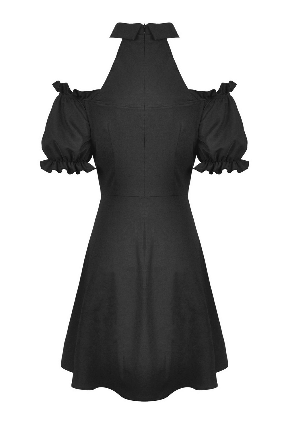 Women's Gothic Off-Shoulder Dress with Choker Collar