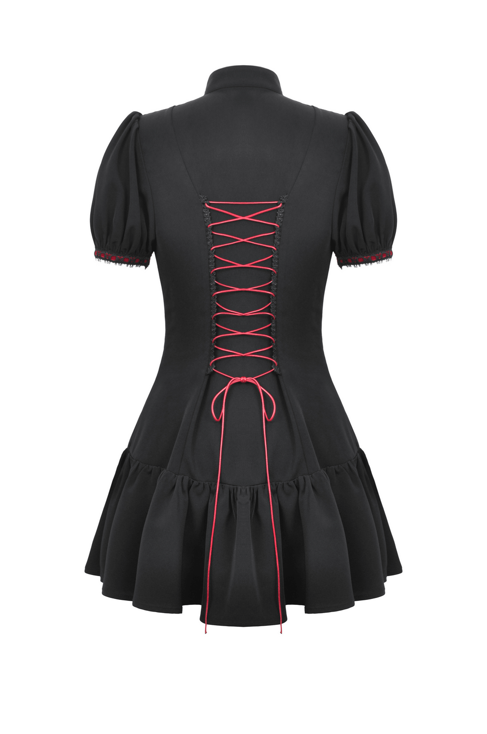 Women's Gothic Puff Sleeves Ruffle Mini Dress with Buttons