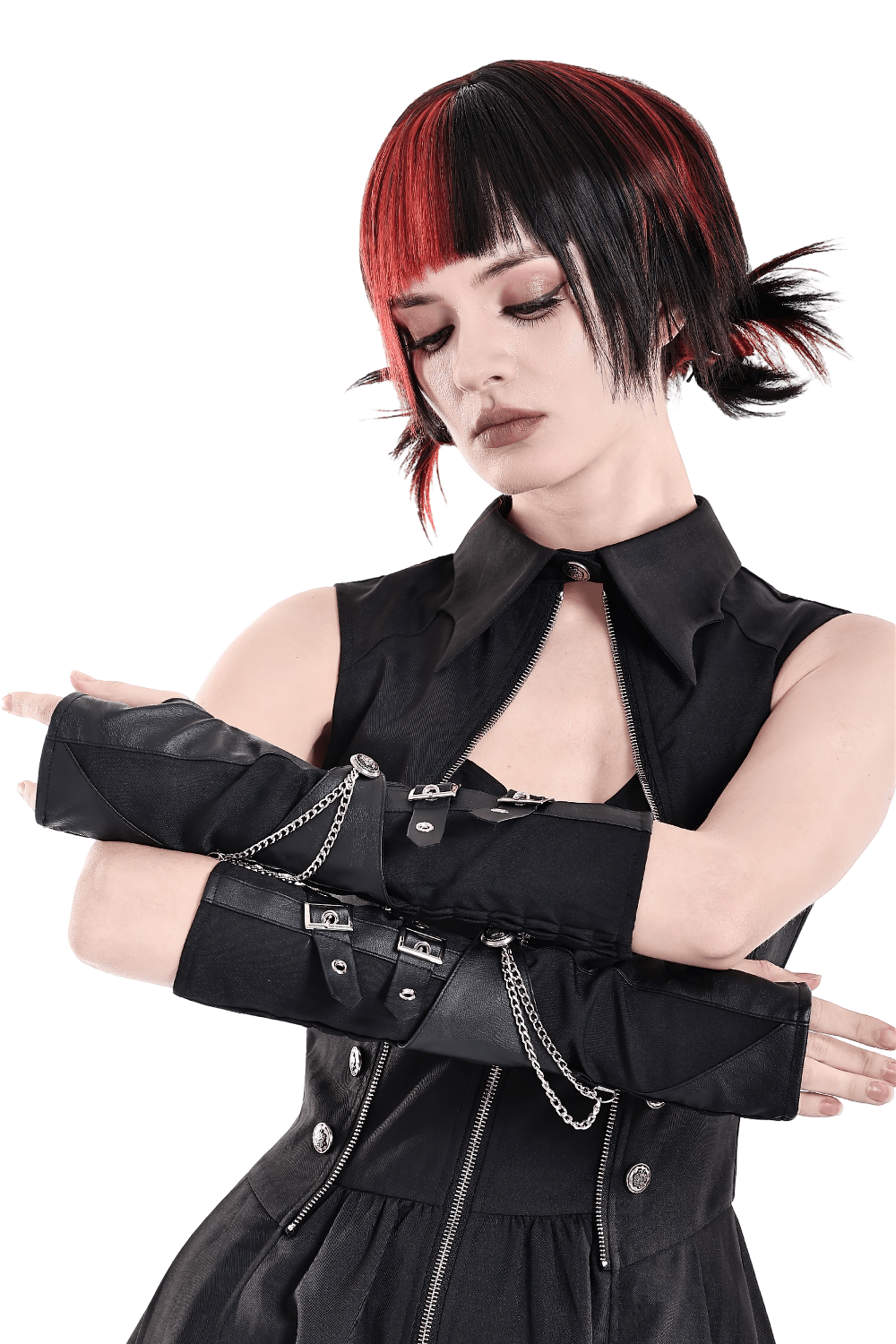 Gothic-Punk-Armstulpen für Damen mit Metallketten