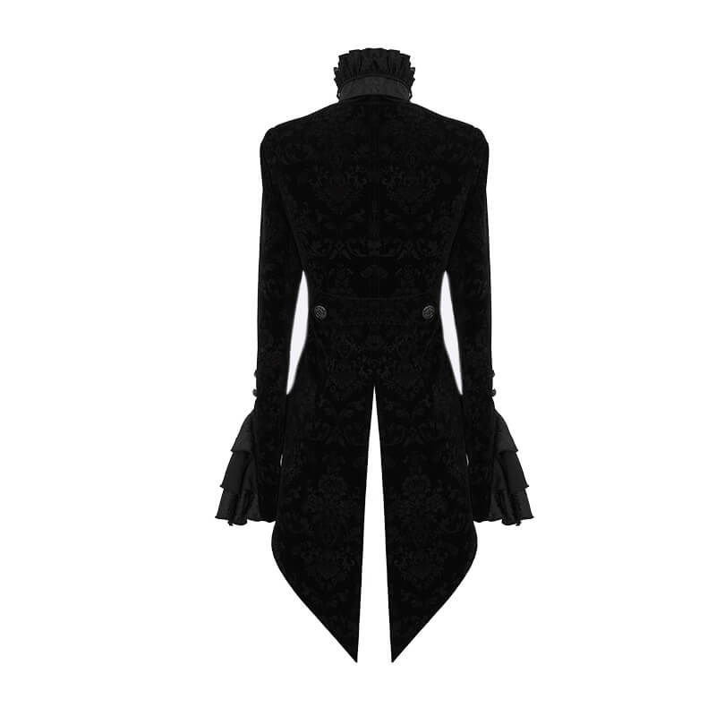 Women's Gothic Retro Puff Sleeve Swallowtail Coat / Vintage Black Coat with Printed - HARD'N'HEAVY