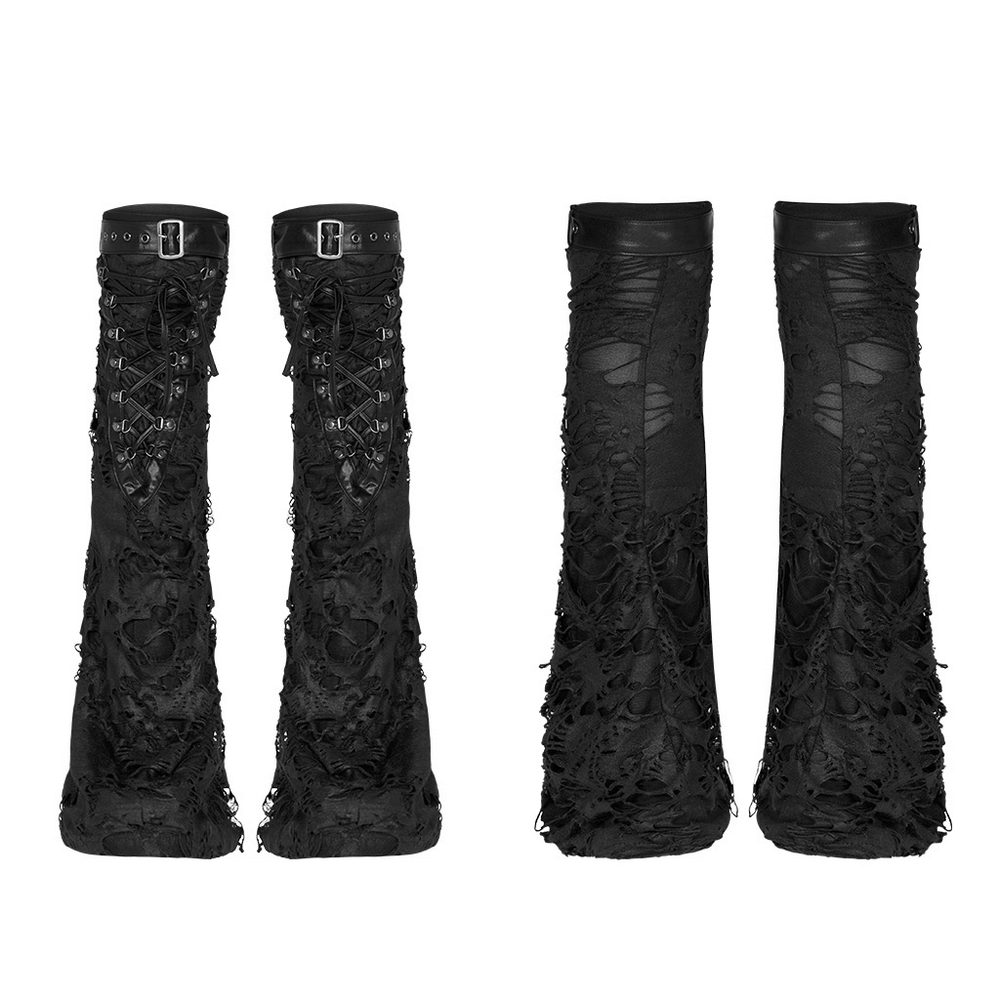 Women's Gothic Ripped Strappy Long Leg Warmers