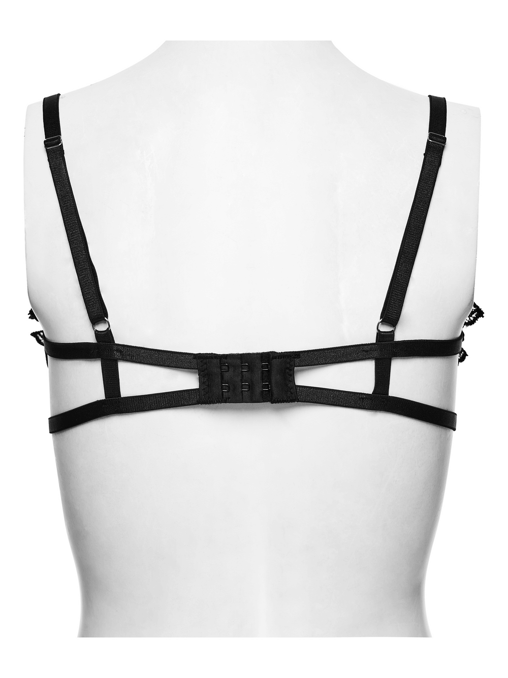 Women's Gothic Rose Lace Bralette with Chain Drapes