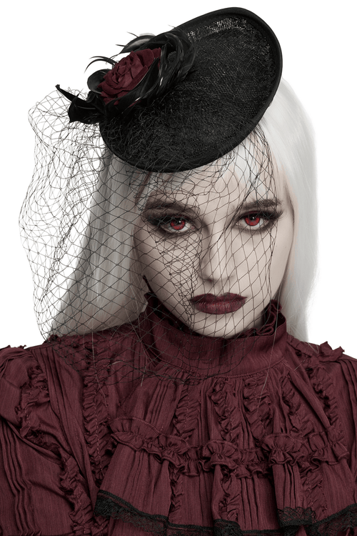 Damen Gothic Rosen Schleier Fascinator Haarklammer Hut
