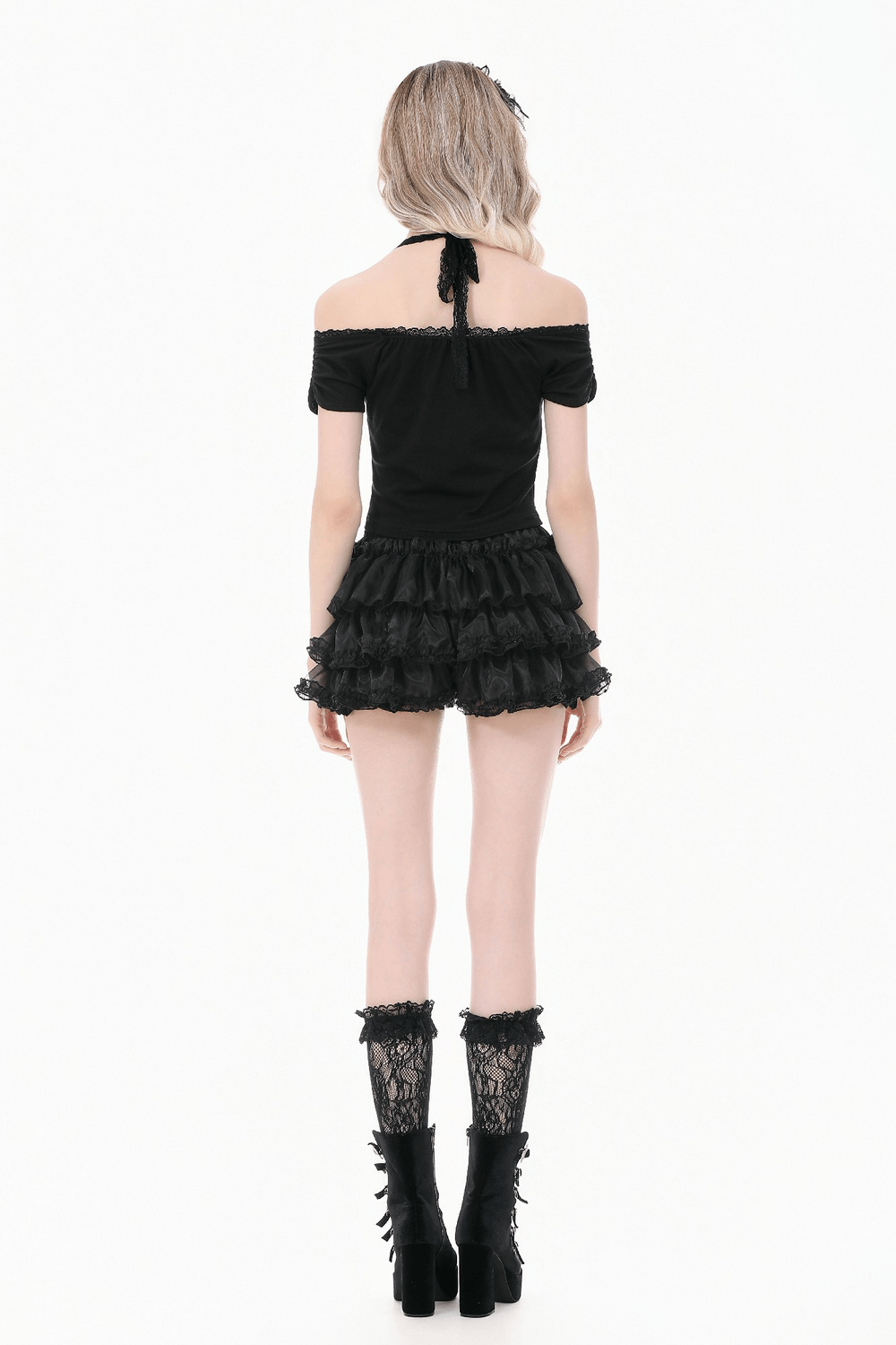 Damen Gothic Rüschen-Bloomers mit Satin-Schleifen
