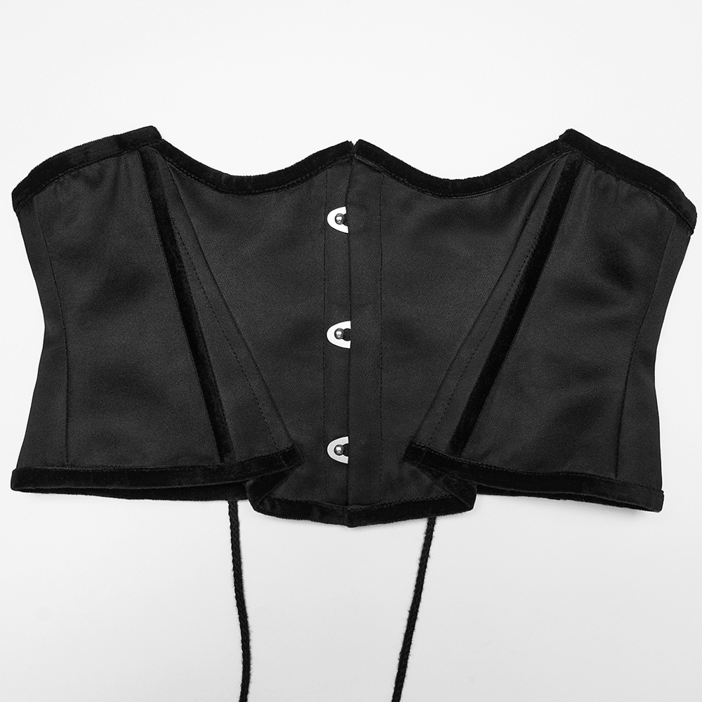 Women's Gothic Satin Underbust Corset with Lace Up displayed from the back, showcasing its elegant design.