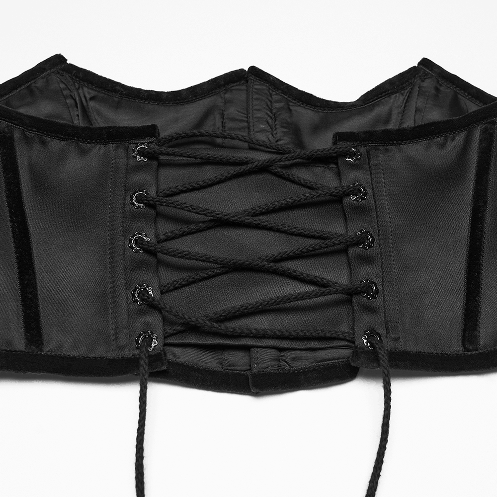 Women's Gothic Satin Underbust Corset with Lace Up, featuring detailed lace-up front for a stunning look.
