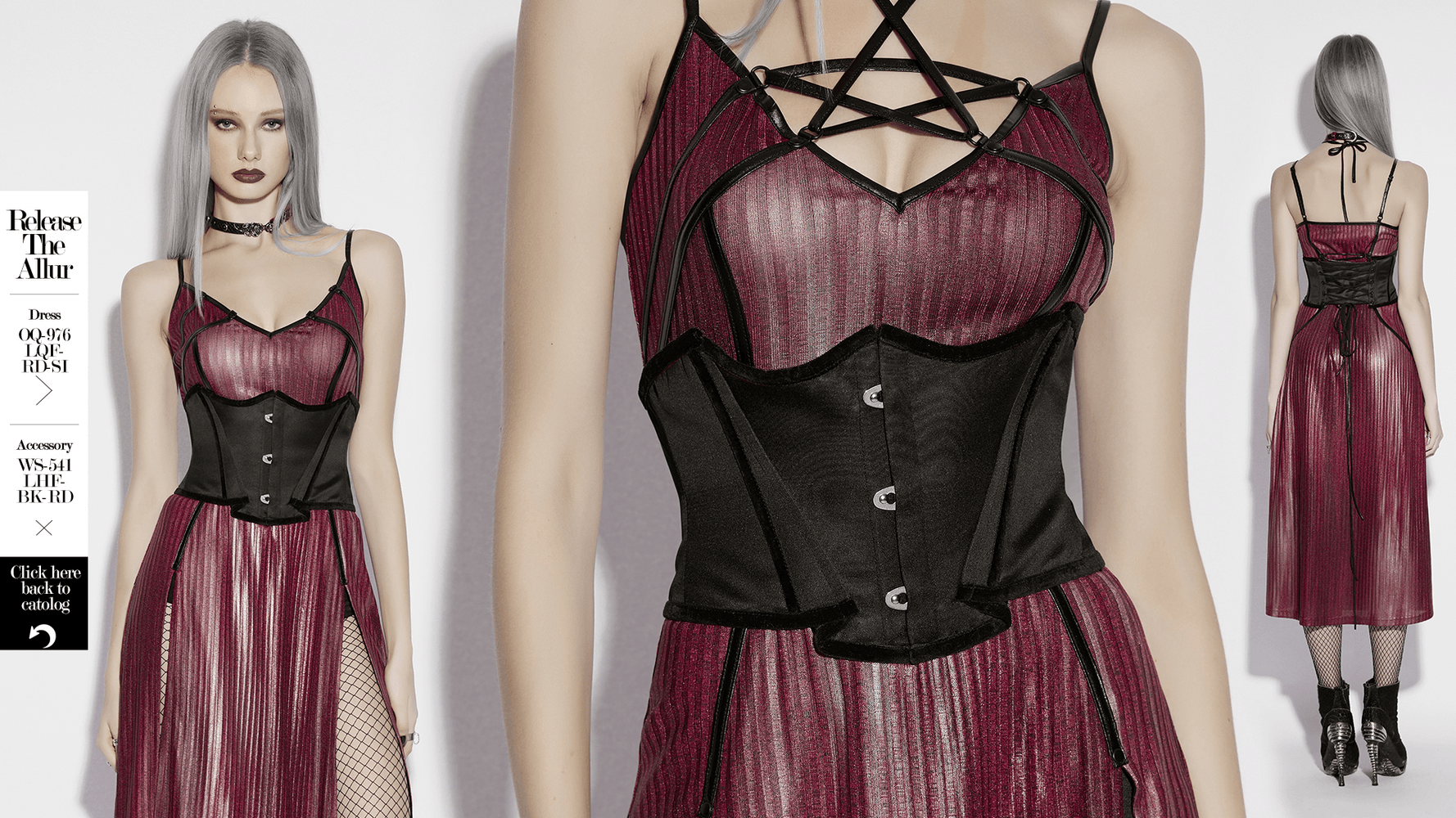 Women's Gothic Satin Underbust Corset with Lace Up featured in a stylish layered outfit.