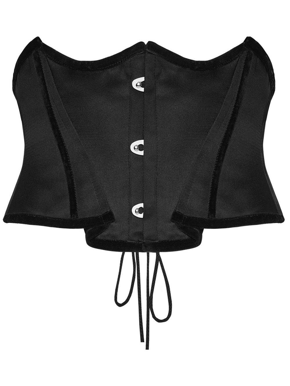 Women's Gothic Satin Underbust Corset with Lace Up in stylish black satin fabric.