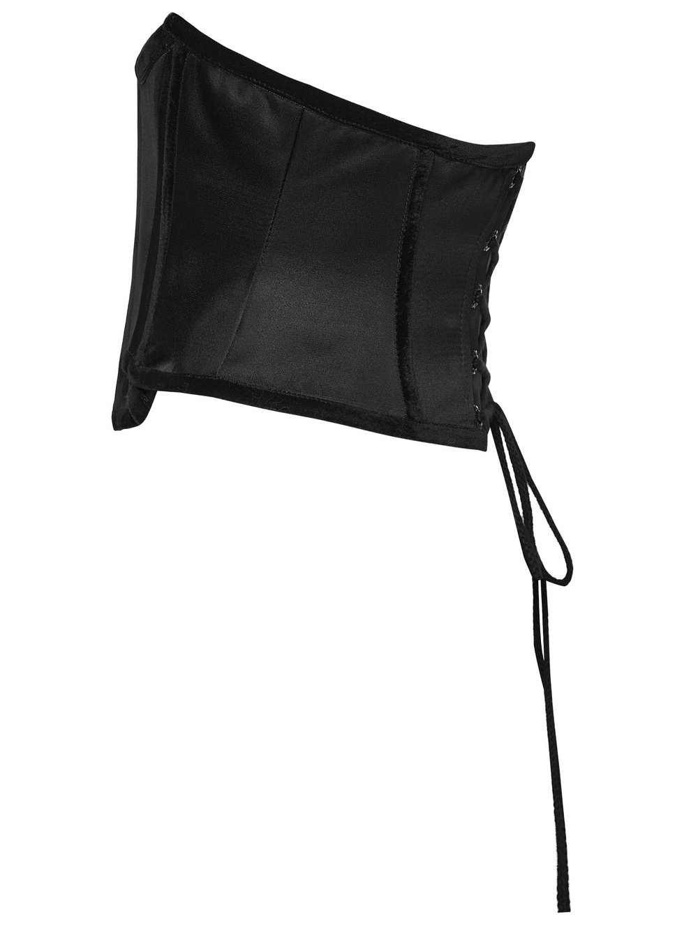 Women's Gothic Satin Underbust Corset with Lace Up side view showcasing sleek satin finish and lace detailing.