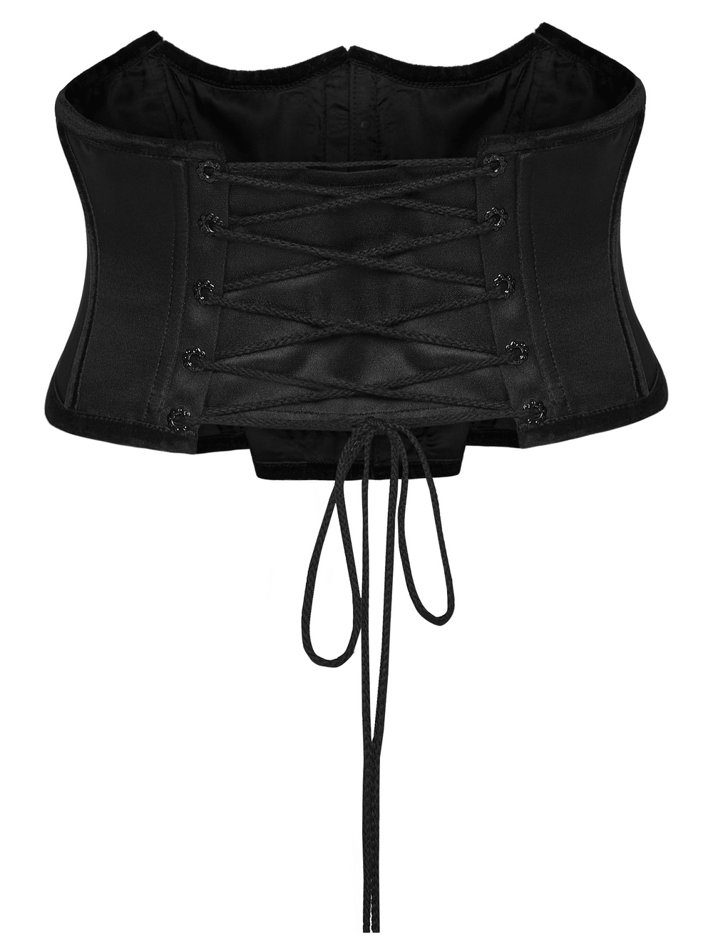 Women's Gothic Satin Underbust Corset with Lace Up showcasing lace-up detailing and sleek satin finish.