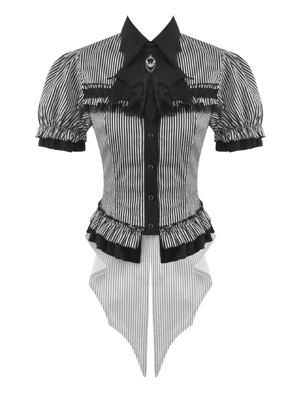 Women's Gothic Striped Tail Hem Victorian Blouse