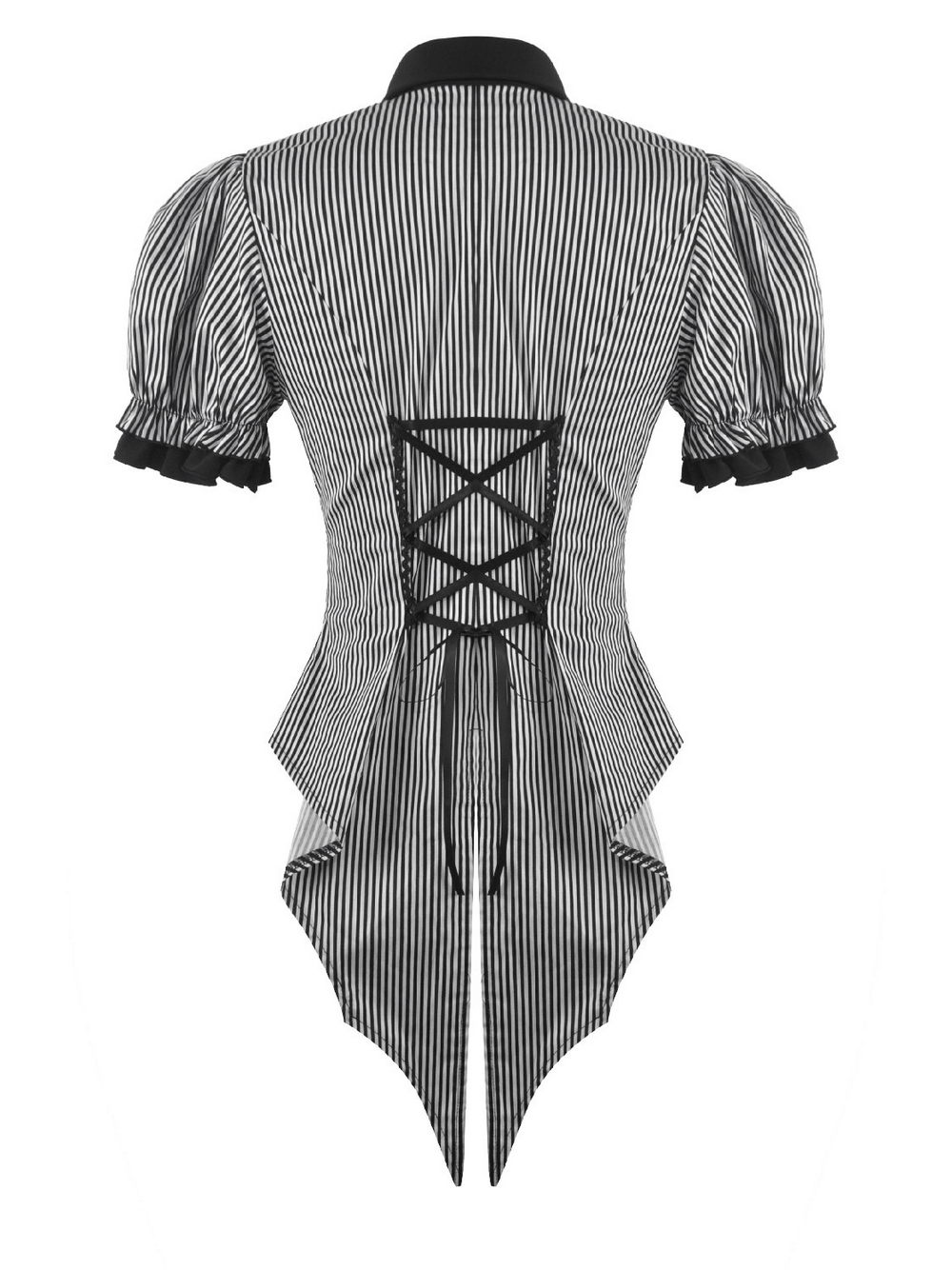 Women's Gothic Striped Tail Hem Victorian Blouse