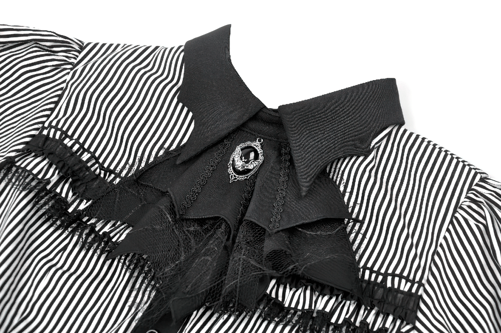 Women's Gothic Striped Tail Hem Victorian Blouse