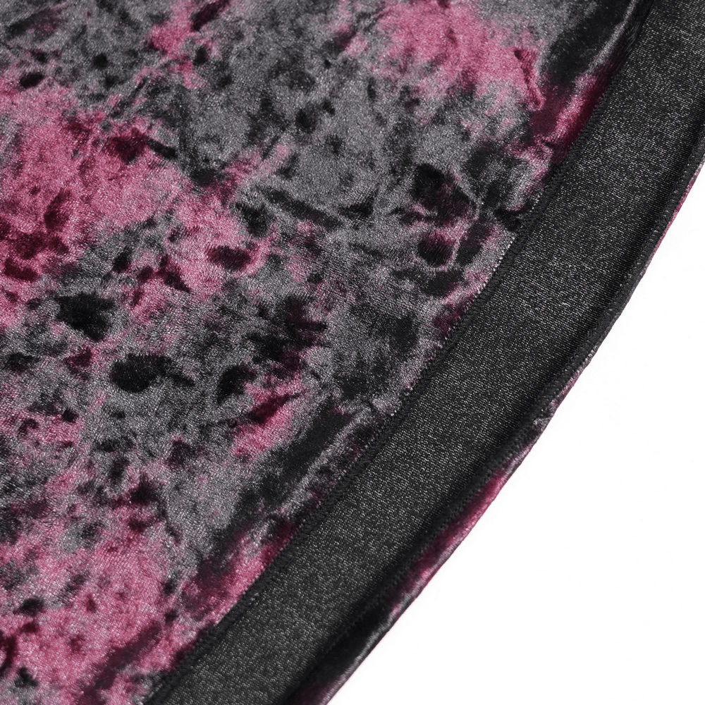 Close-up of fabric showcasing the dark tie-dye pattern for the Women's Gothic Tie Dye Lace Up Mermaid Maxi Dress.