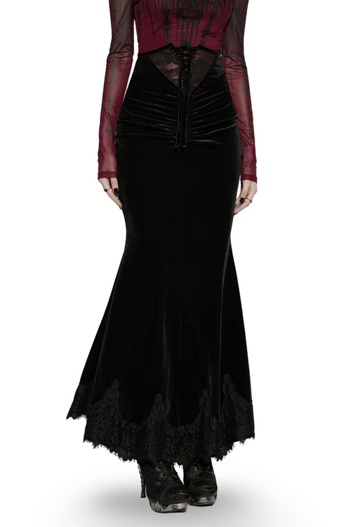 Damen Gothic Samt Hochtaillen Meerjungfrau Rock