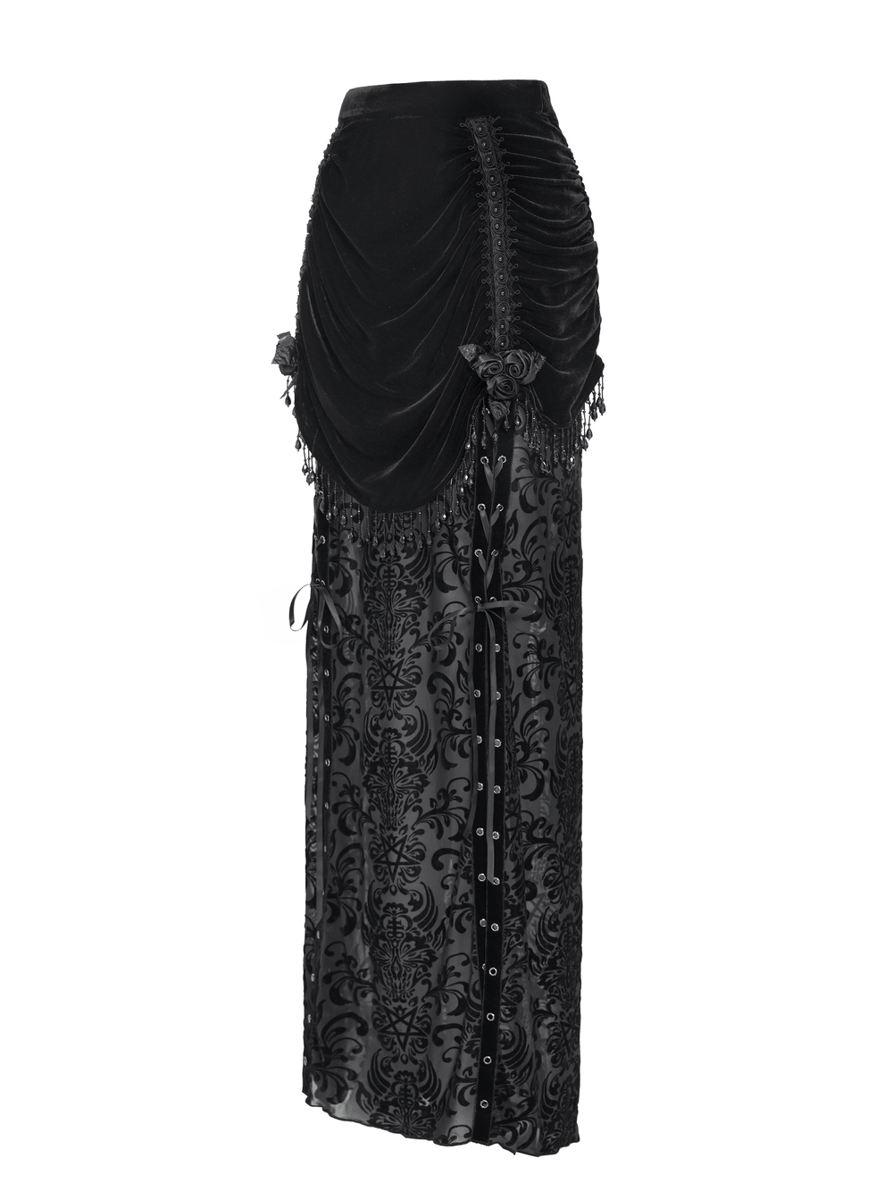 Asymmetrischer Rock mit Ringen und ausgefranstem Saum für Damen