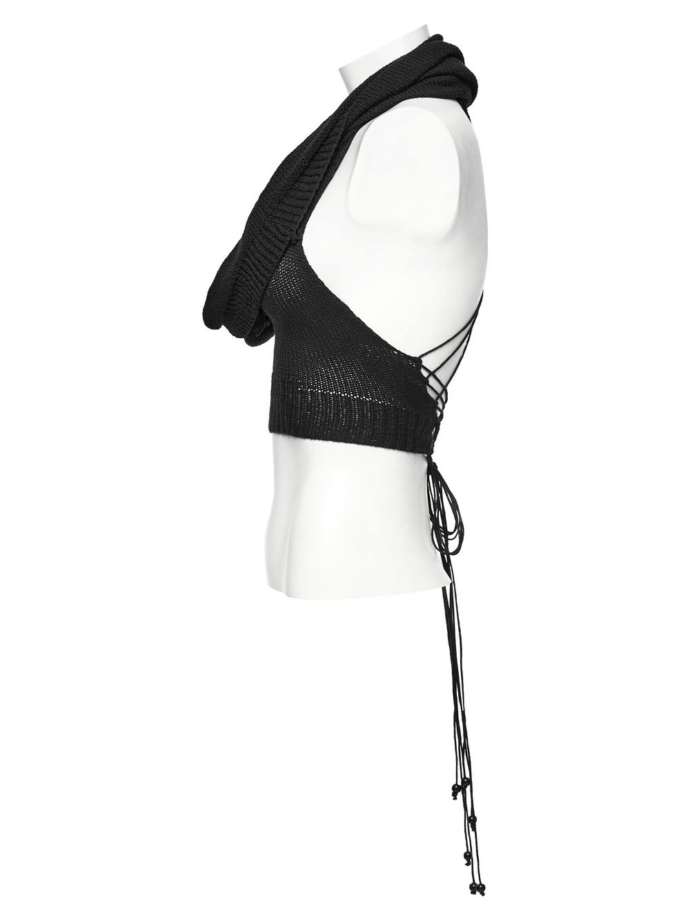 Crop top court en maille à capuche Wasteland gothique pour femme
