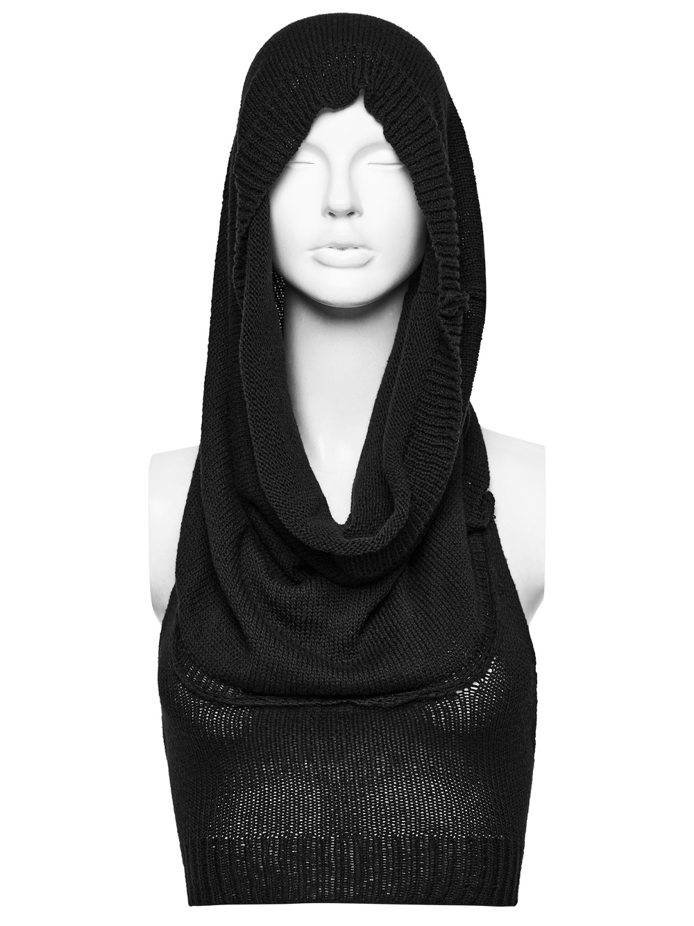 Crop top court en maille à capuche Wasteland gothique pour femme