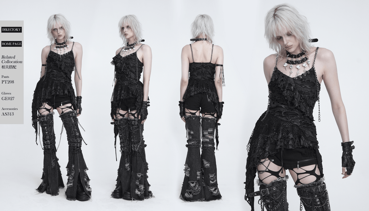 Verzierte Gothic-Bluse mit Spitze und Rüschenmanschetten