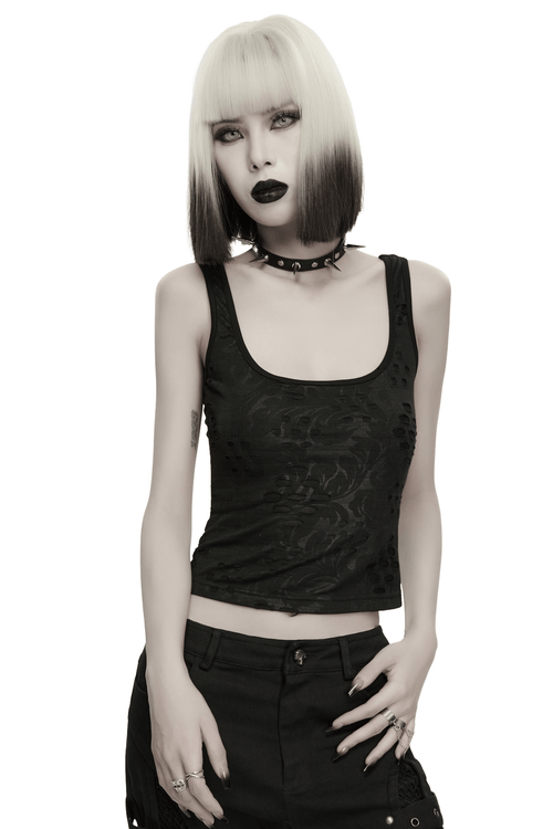Damen Grunge Zerrissenes Quadratisches Neckholder Crop-Top