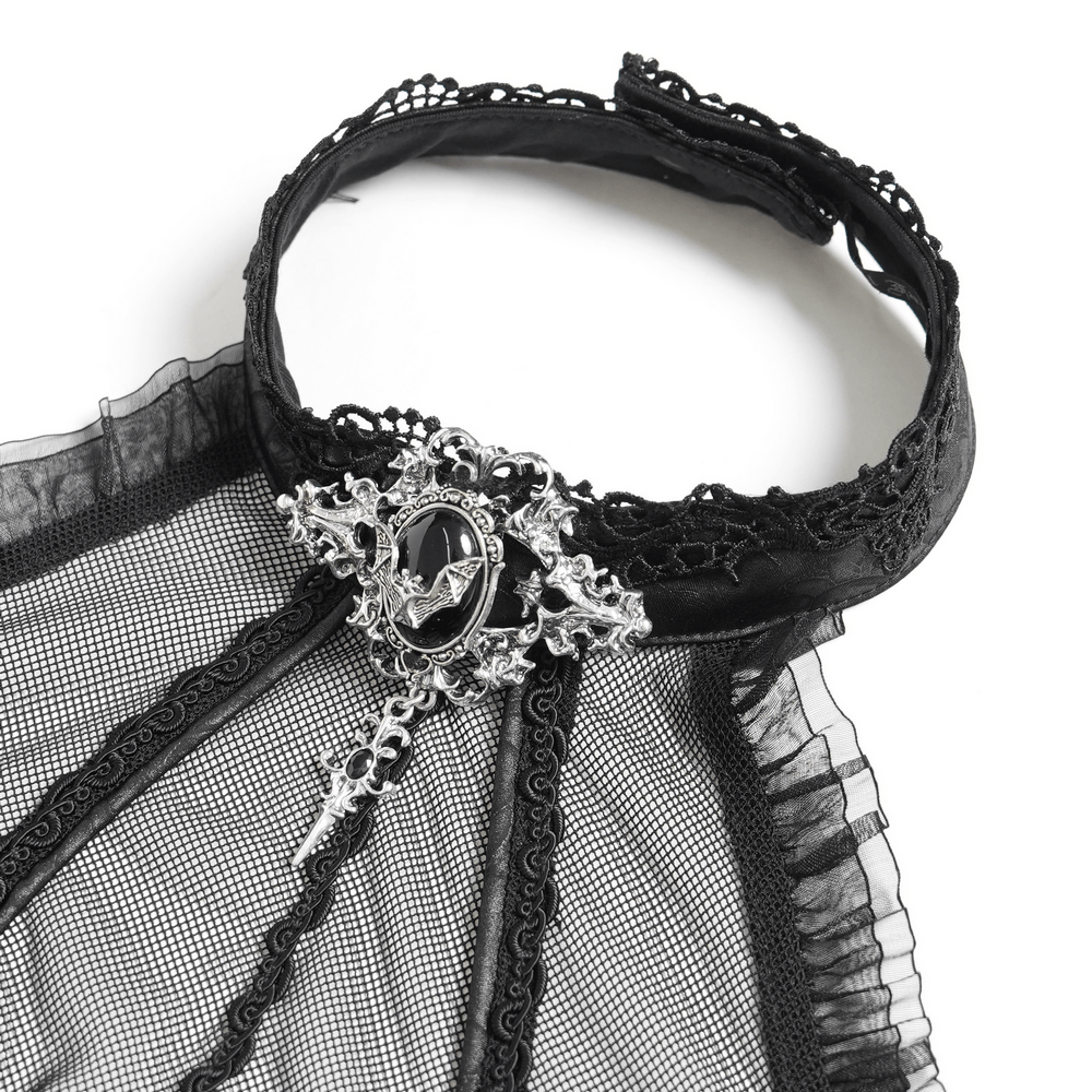 Women's Halter Corset Mini Dress with Lace Trim Detail featuring ornate lace choker collar and metal accent.