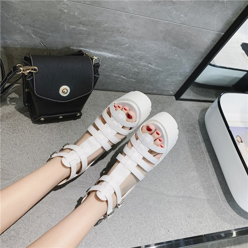 Women's High Heels Sandals with Buckles / Open Toe Ladies Gothic Shoes - HARD'N'HEAVY