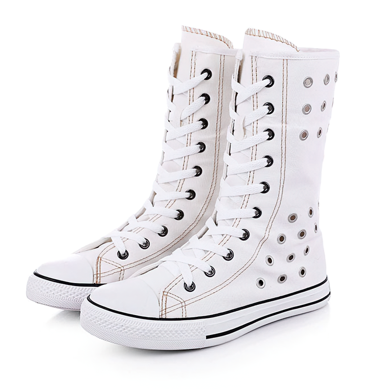 Women's High Top Zipper Breathable Flat Sneakers / Comfortable Casual Flats Shoes - HARD'N'HEAVY