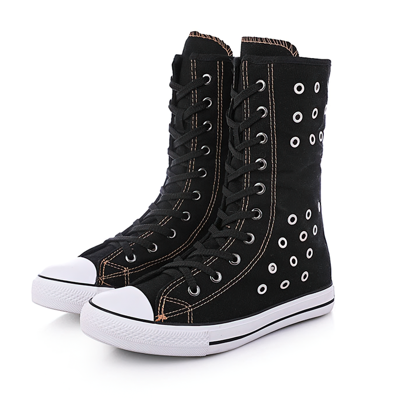 Women's High Top Zipper Breathable Flat Sneakers / Comfortable Casual Flats Shoes - HARD'N'HEAVY