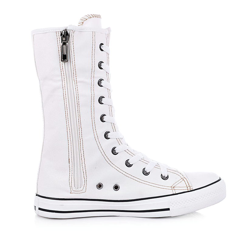 Women's High Top Zipper Breathable Flat Sneakers / Comfortable Casual Flats Shoes - HARD'N'HEAVY