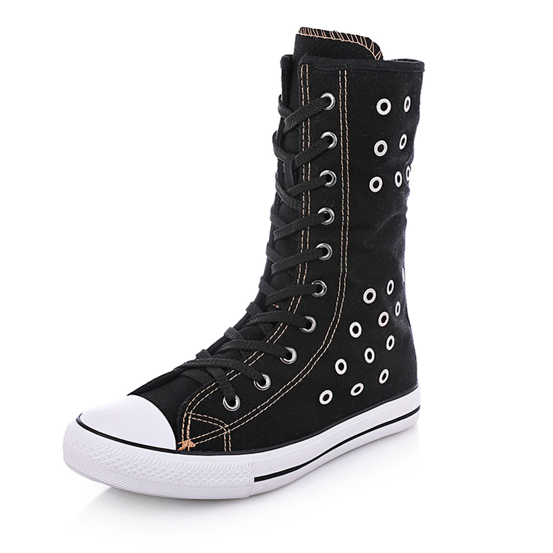 Women's High Top Zipper Breathable Flat Sneakers / Comfortable Casual Flats Shoes - HARD'N'HEAVY