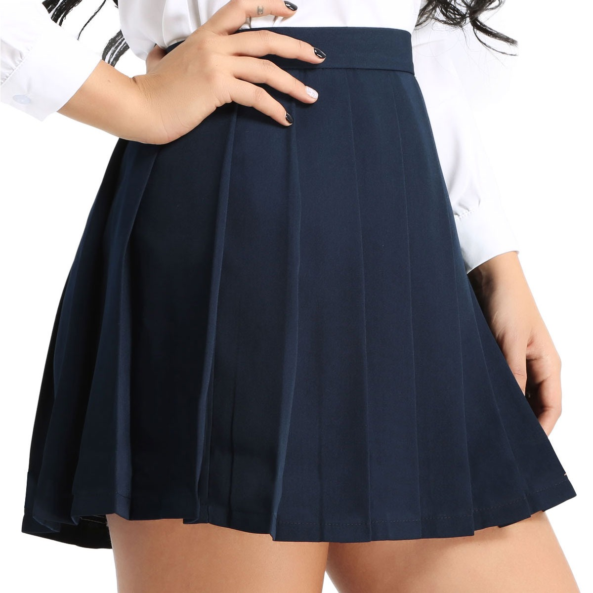 Women's High Waisted Pleated Mini Skirt / A-Line Solid Color Skirt / School Girl Cosplay Costume - HARD'N'HEAVY